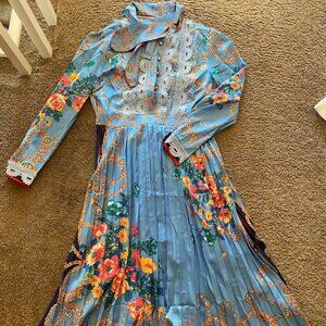 NWOT blue chain print midi dress